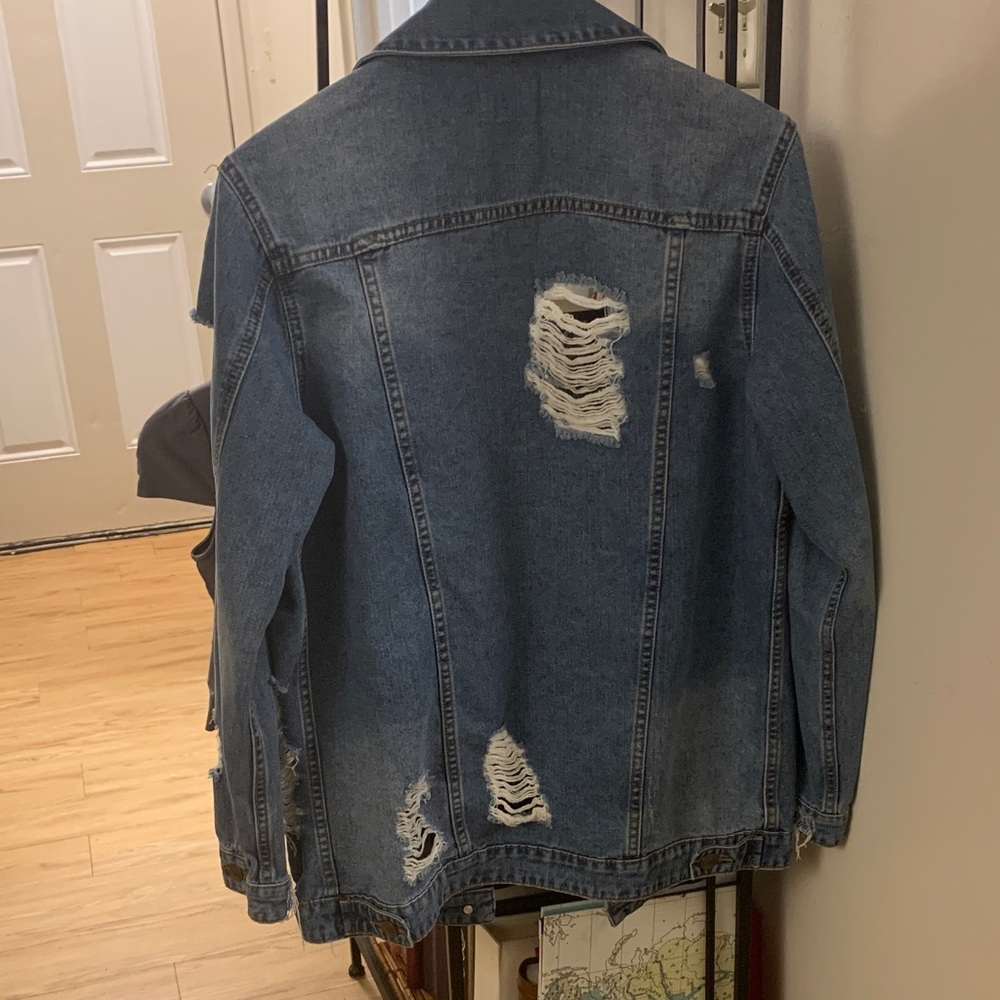 Black Rivet Ripped Denim Jacket - Picture 5 of 5